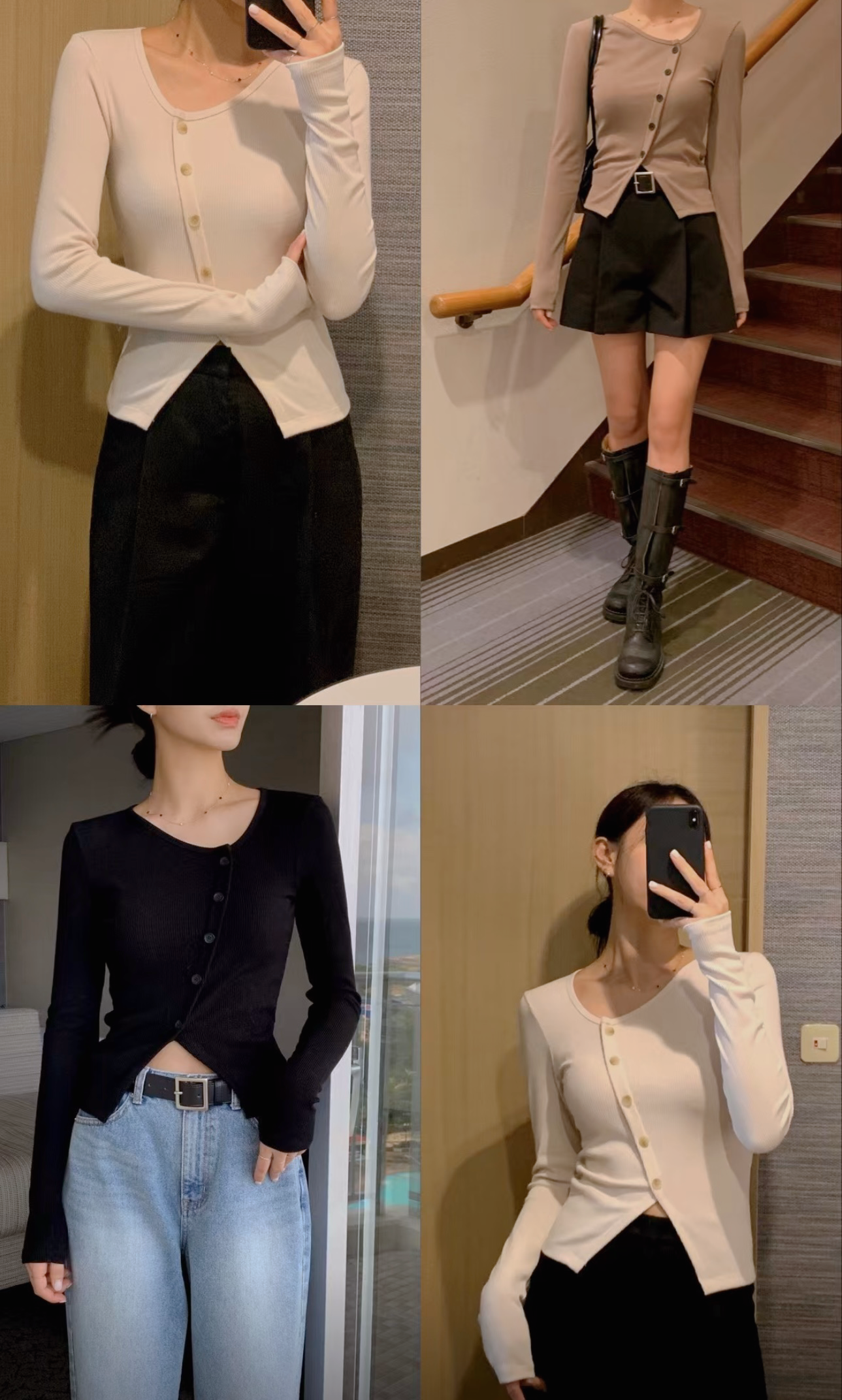 Ribbed vest with asymmetrical buttoning
